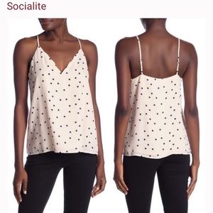 Socialite Light Pink Polka Dot Cami Tank Top Large
